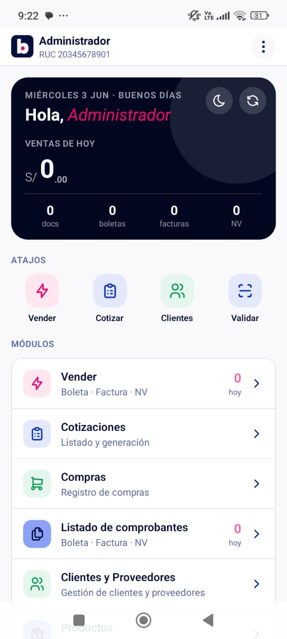 Inicio App Móvil