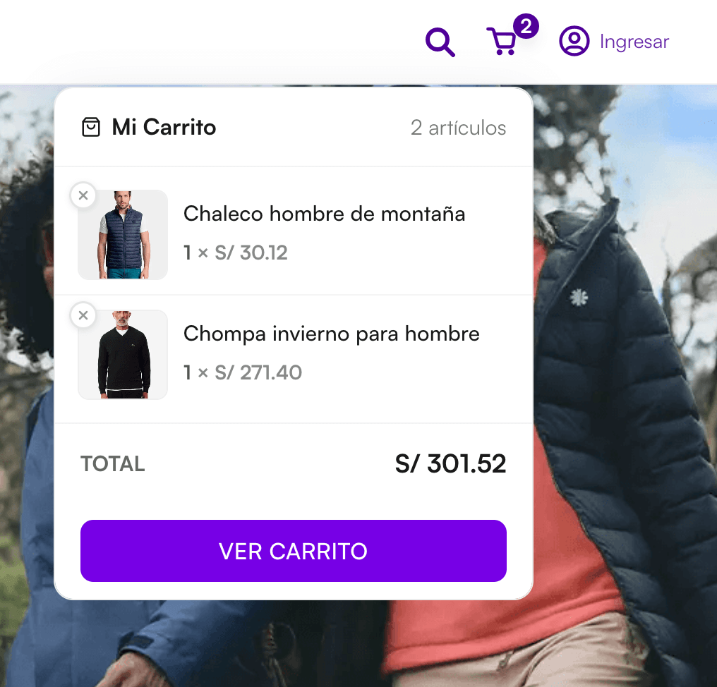 Carrito flotante de la tienda