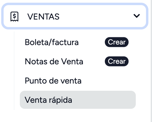 Menú Ventas del facturador